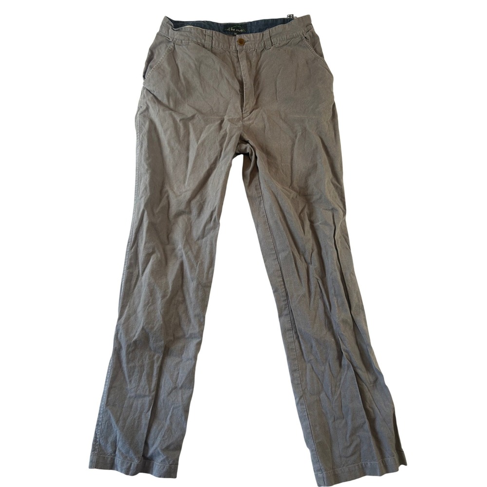 Of The Earth Mens Straight Leg Casual Pants Grey Brown Size 34 Flat Front Chino